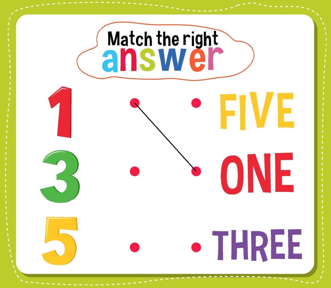 Match the right answer activity for kids vector