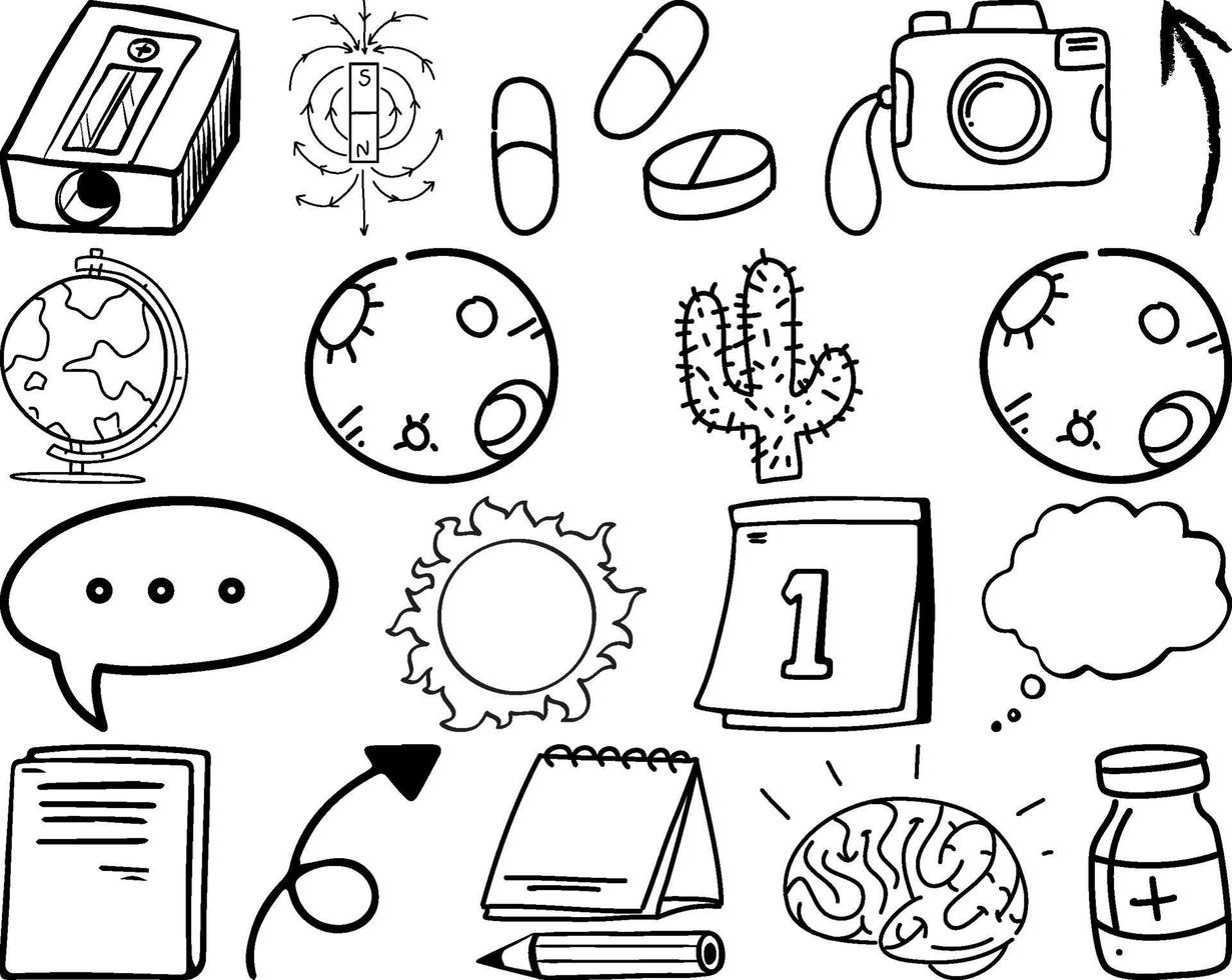 Set of item and symbol hand drawn doodle vector