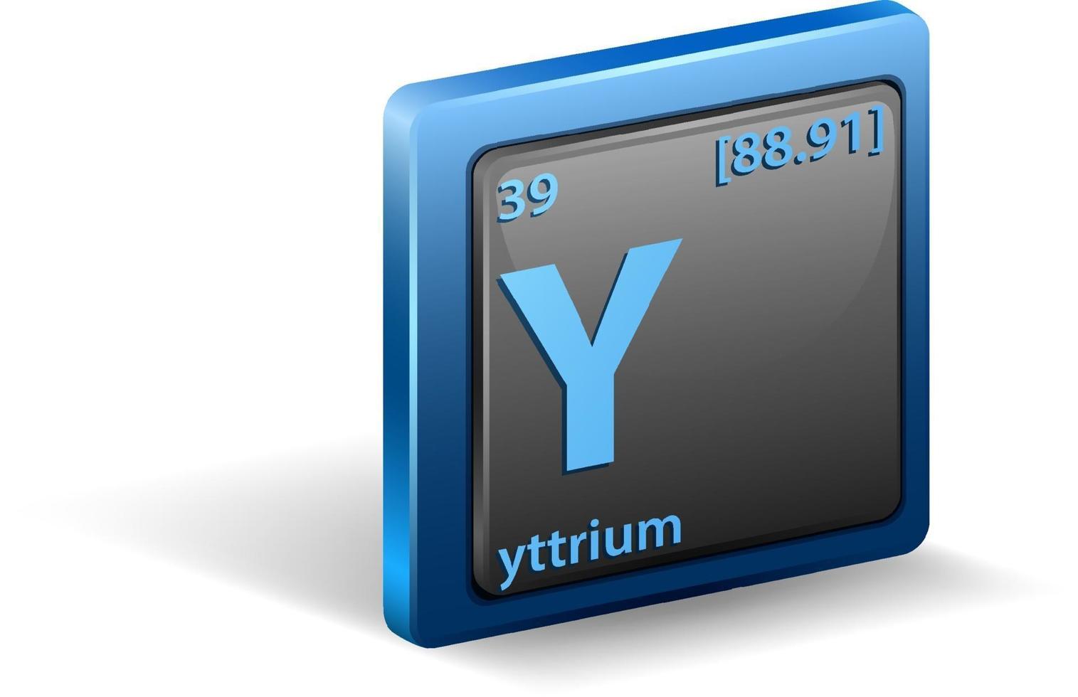 elemento químico de itrio. símbolo químico con número atómico y masa atómica. vector
