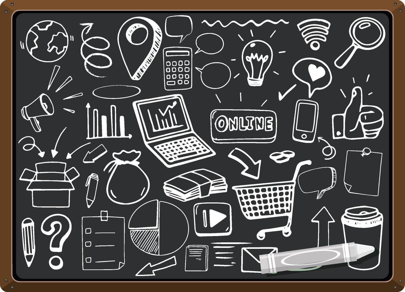 Hand drawn social media icon on chalkboard vector