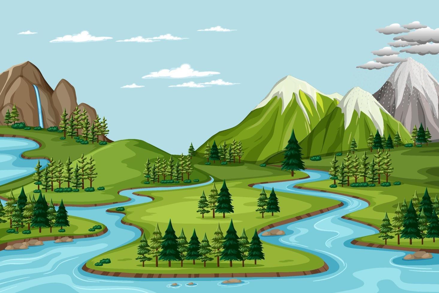 Bird's eye view with nature park landscape scene vector