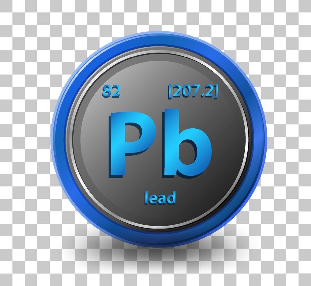 Lead chemical element. Chemical symbol with atomic number and atomic mass. vector