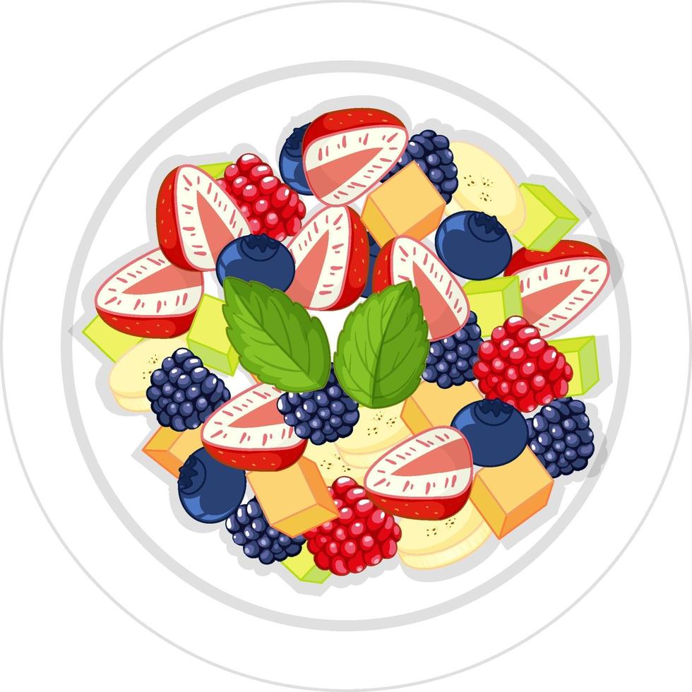 Fruit salad on plate isolated vector