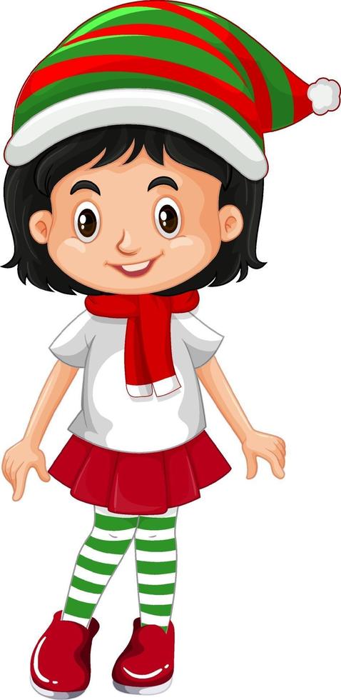 lindo personaje de dibujos animados de niña de navidad vector