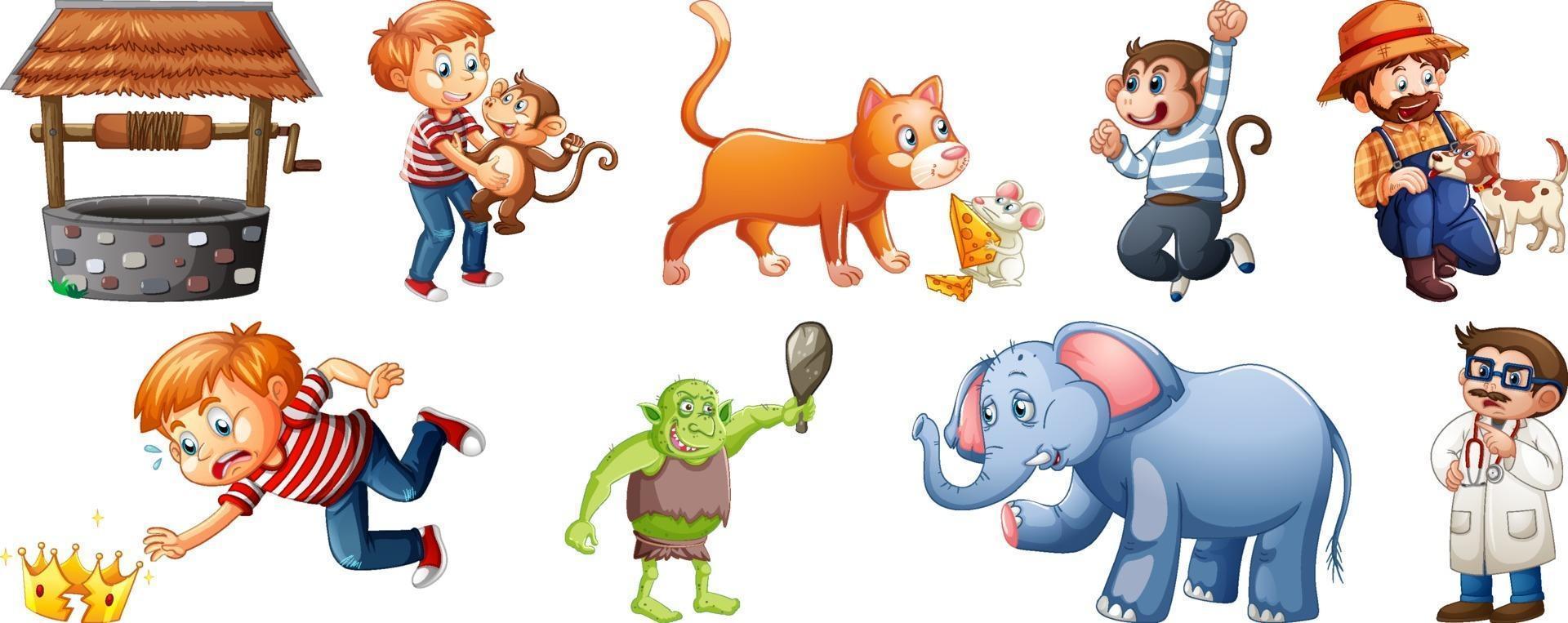 Set of different nursery rhyme character isolated on white background vector