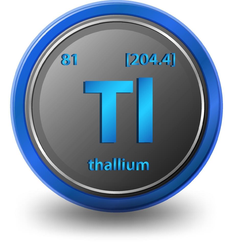 Thallium chemical element. Chemical symbol with atomic number and atomic mass. vector