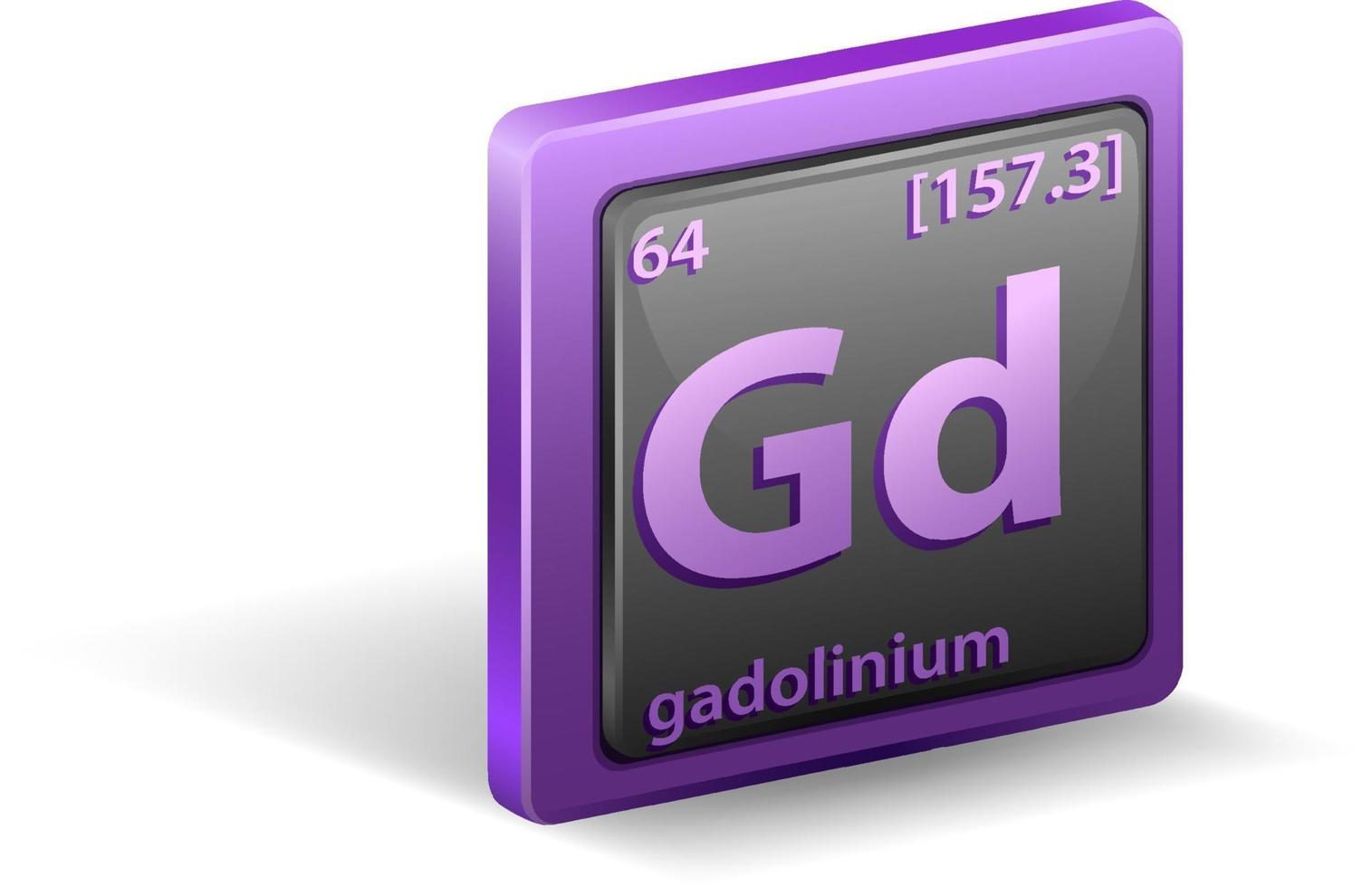 Gadolinium chemical element. Chemical symbol with atomic number and atomic mass. vector