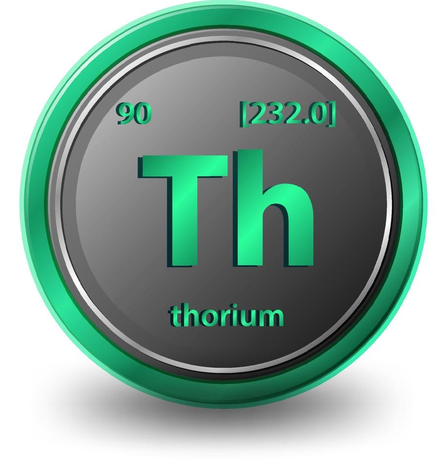 Thorium chemical element. Chemical symbol with atomic number and atomic mass. vector