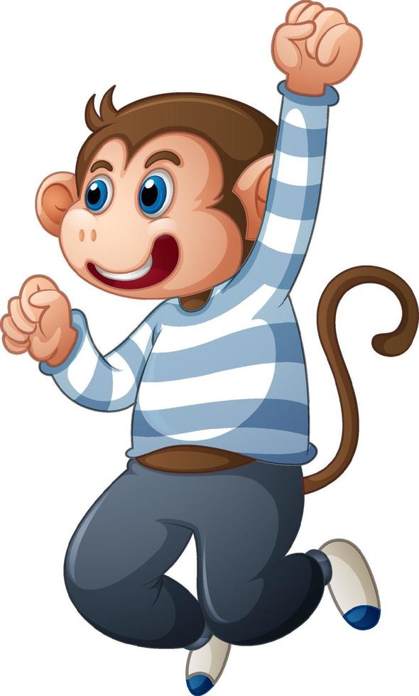 A cute monkey wearing t-shirt cartoon character isolated on white background vector