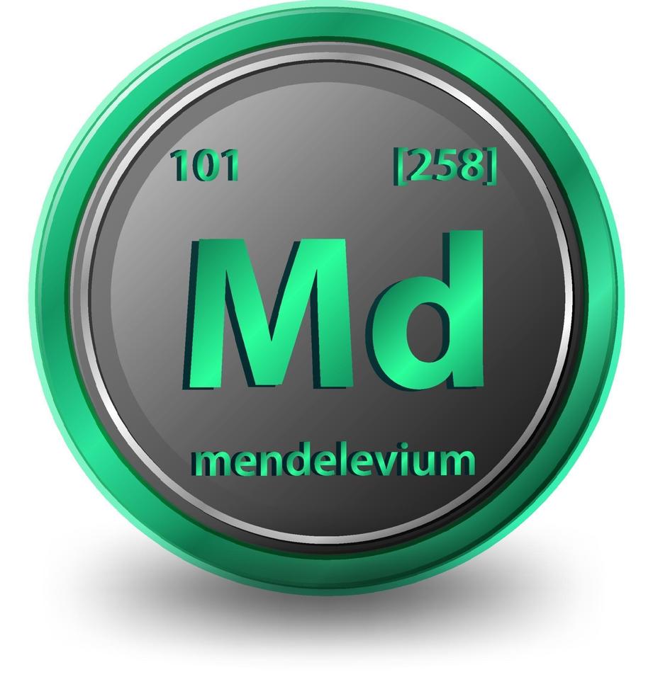 Mendelevium chemical element. Chemical symbol with atomic number and atomic mass. vector
