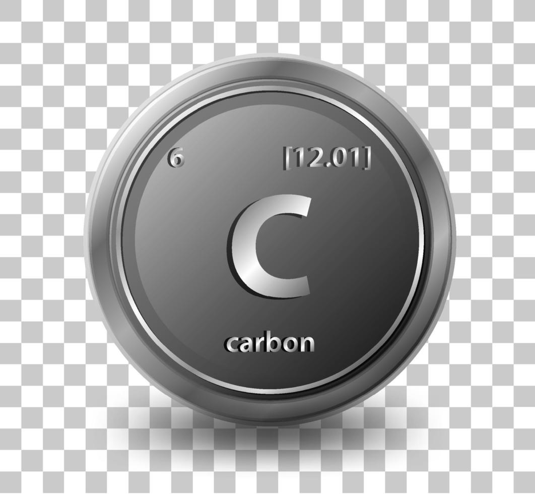 Carbon chemical element. Chemical symbol with atomic number and atomic mass. vector