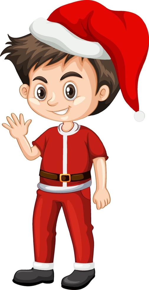 Cute boy in christmas costume cartoon character vector