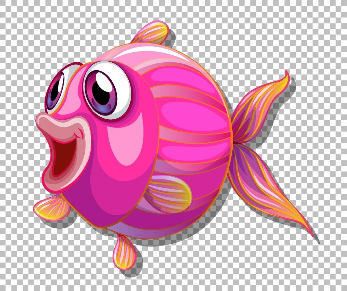 Cute fish with big eyes cartoon character on transparent background vector