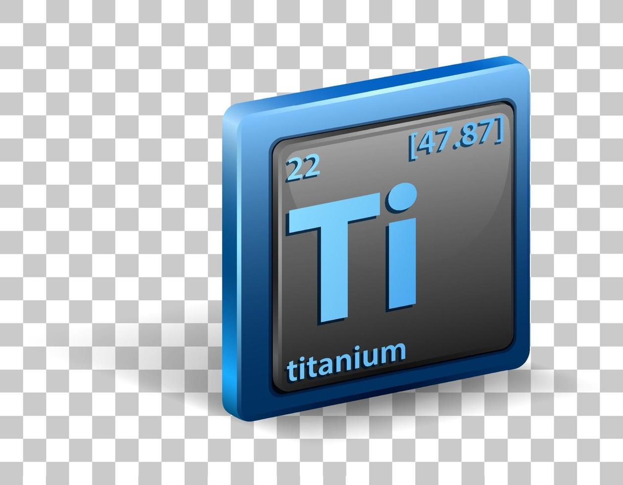 elemento químico de titanio. símbolo químico con número atómico y masa atómica. vector