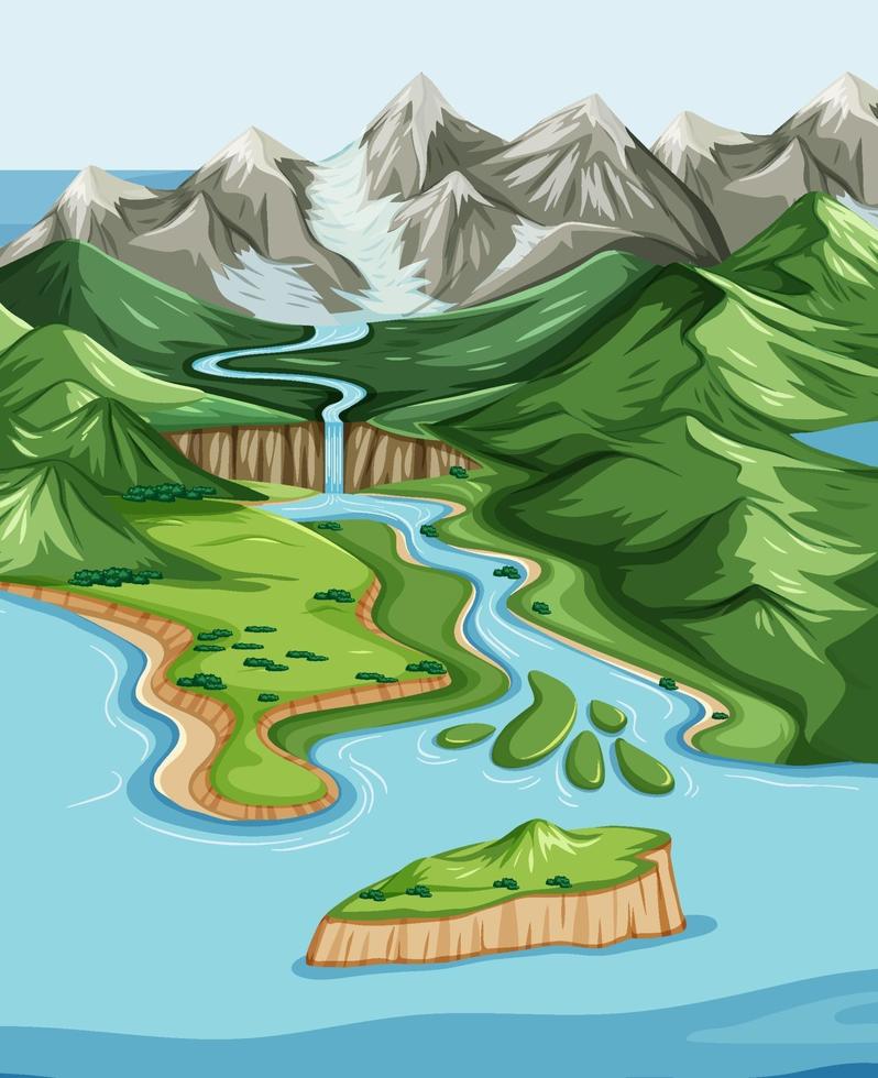 Bird's eye view with nature park landscape scene vector