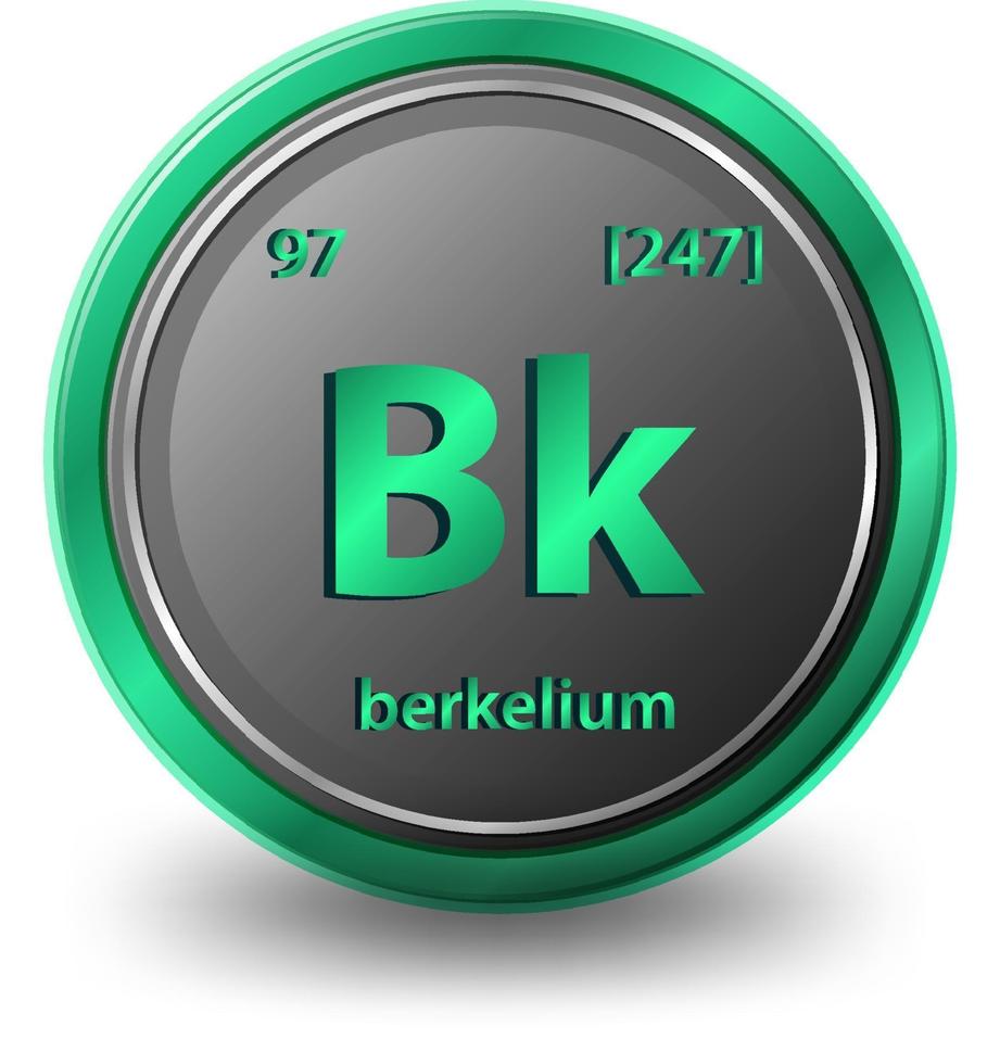 Berkelium chemical element. Chemical symbol with atomic number and atomic mass. vector