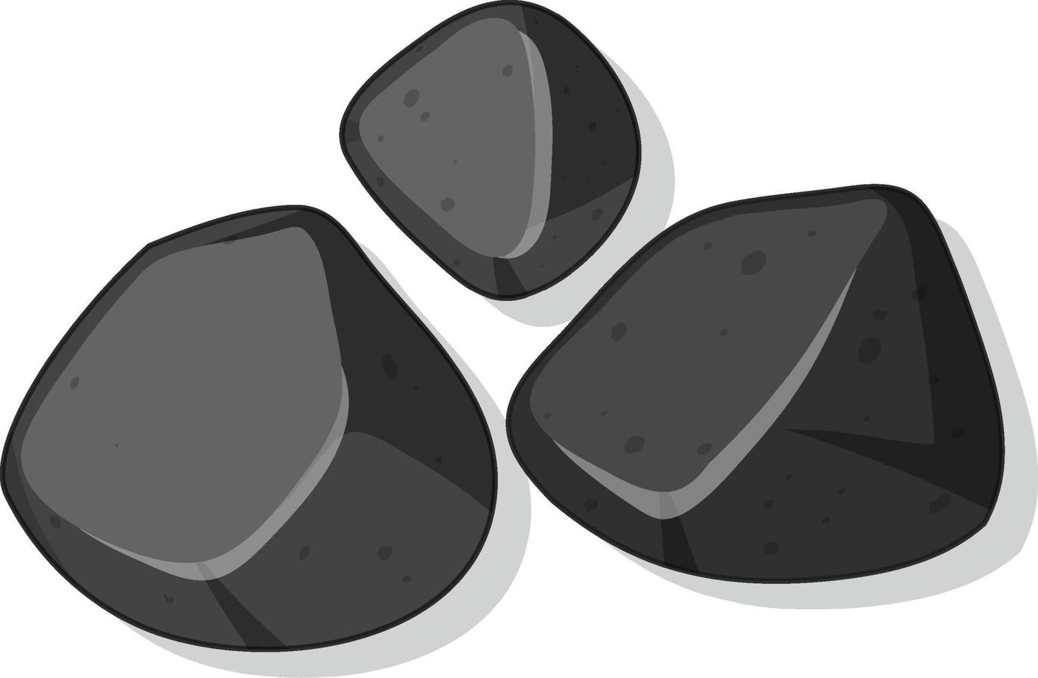 Conjunto de piedras negras aislado sobre fondo blanco. vector