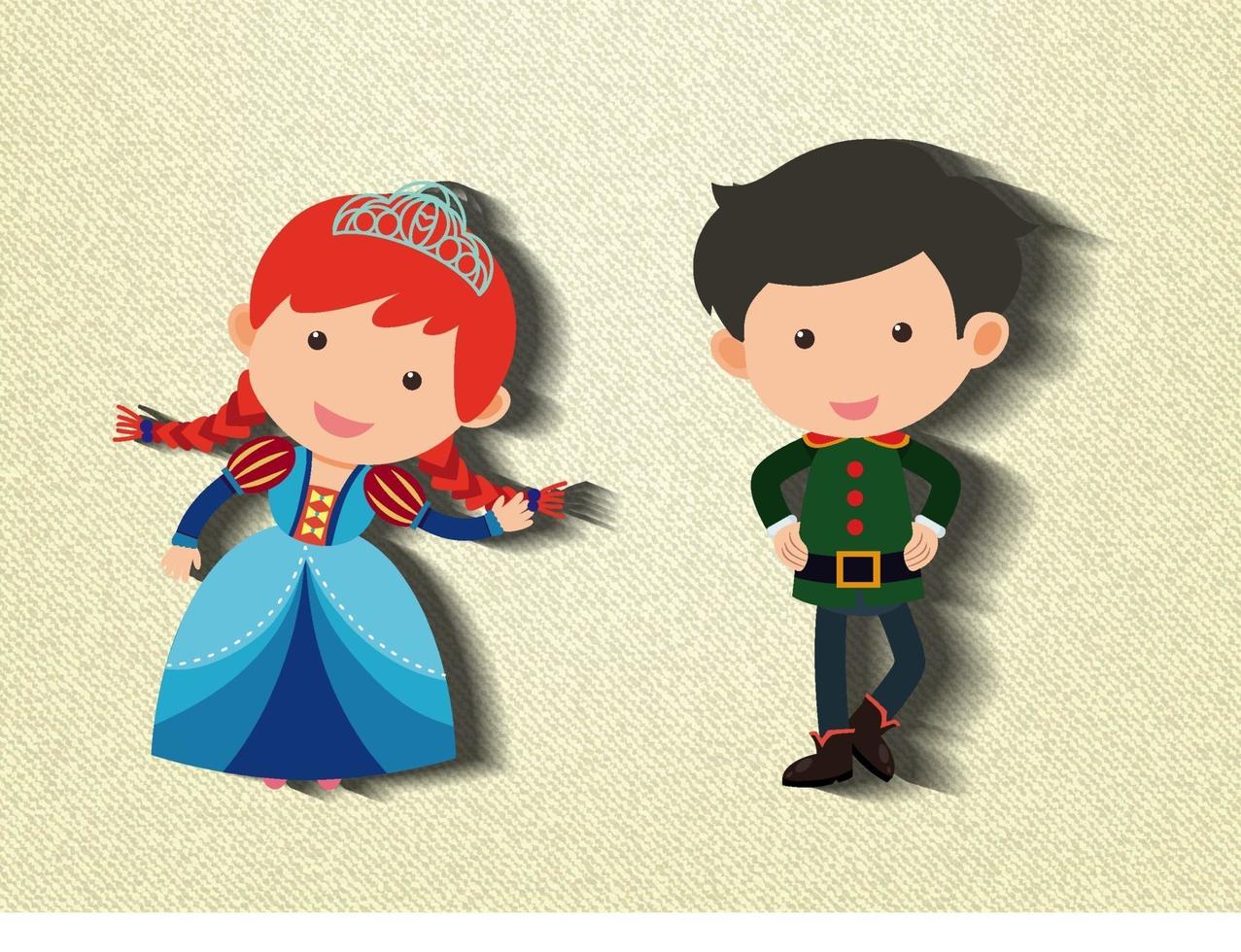 Little princess and guard cartoon character vector