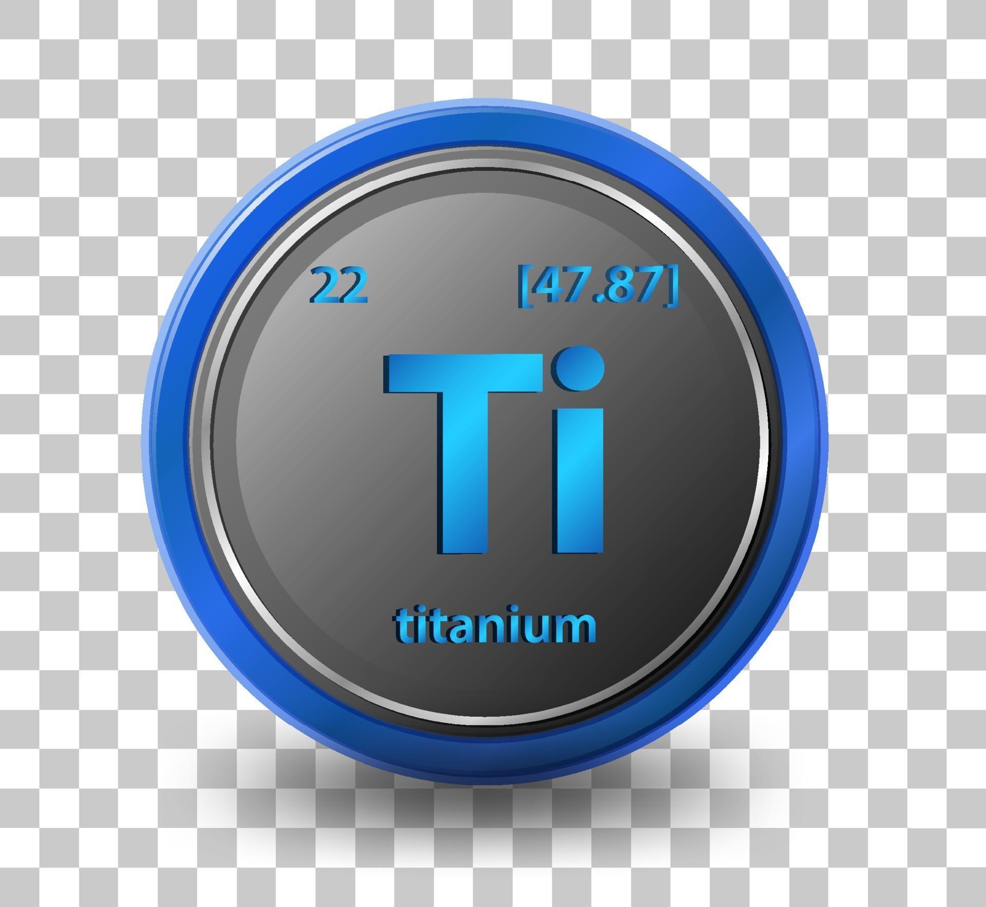Titanium chemical element. Chemical symbol with atomic number and