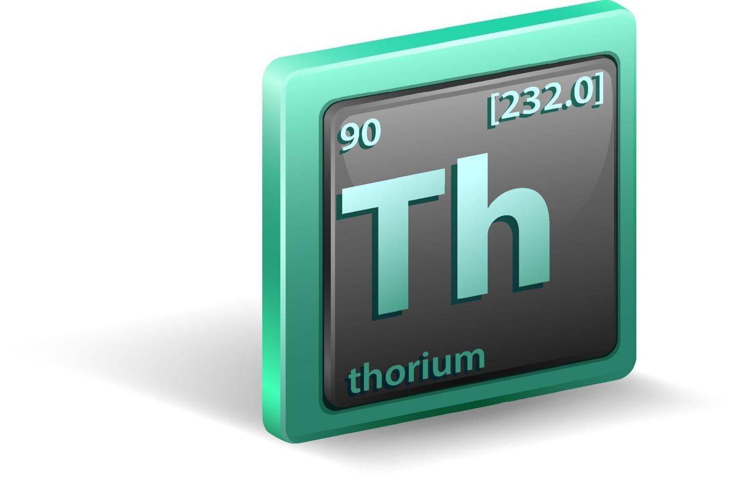 Thorium chemical element. Chemical symbol with atomic number and atomic mass. vector