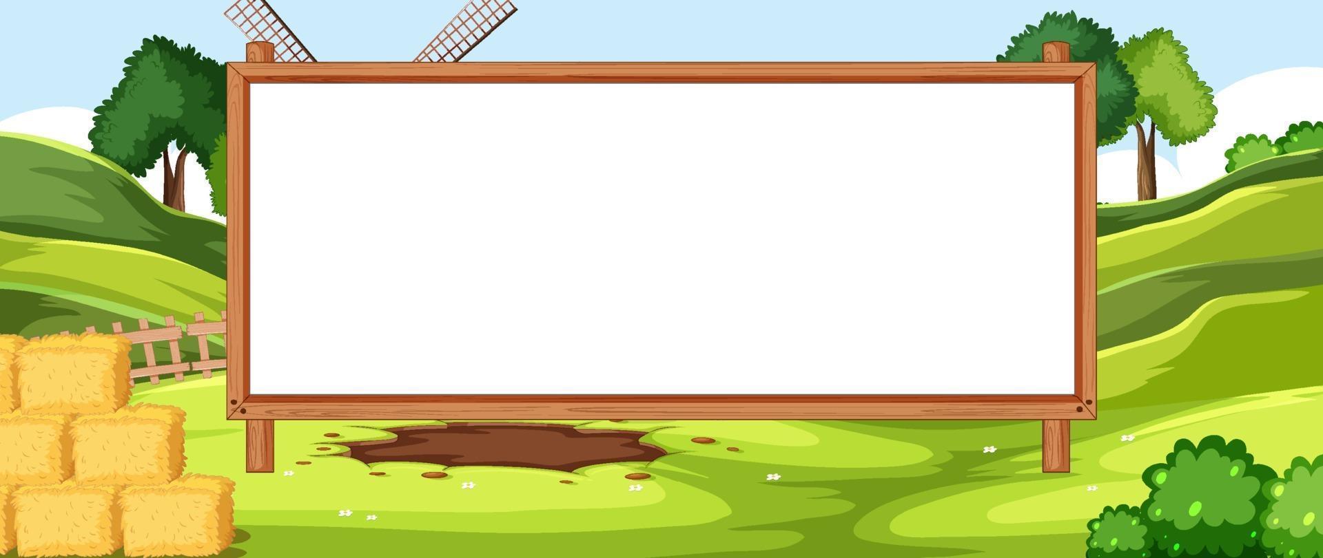 Empty banner board in nuture farm scenery vector