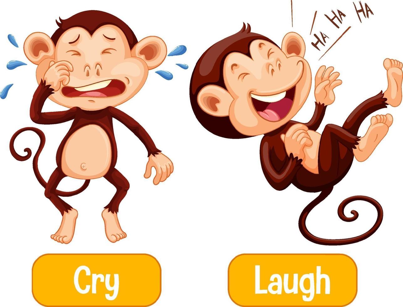 Opposite words with cry and laugh vector