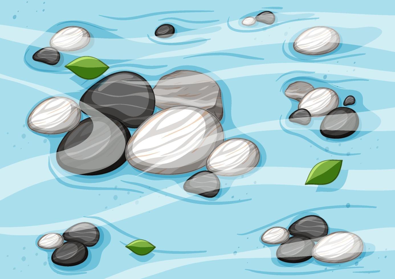 Close up aerial forest scene with stones in the pond vector