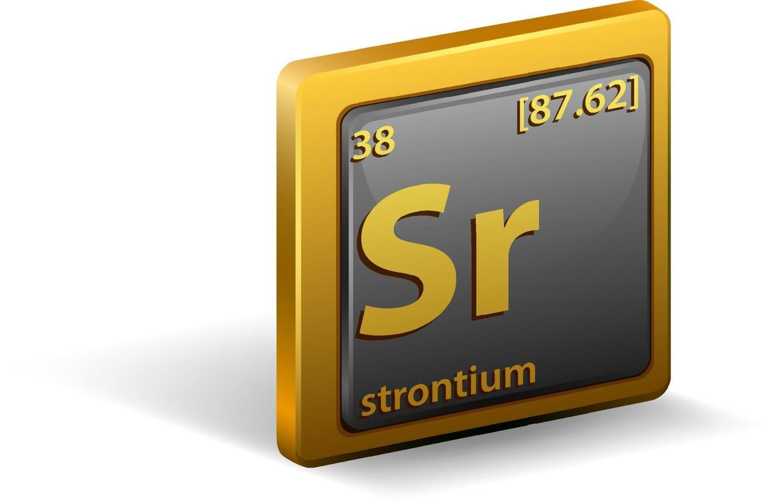 Strontium chemical element. Chemical symbol with atomic number and atomic mass. vector