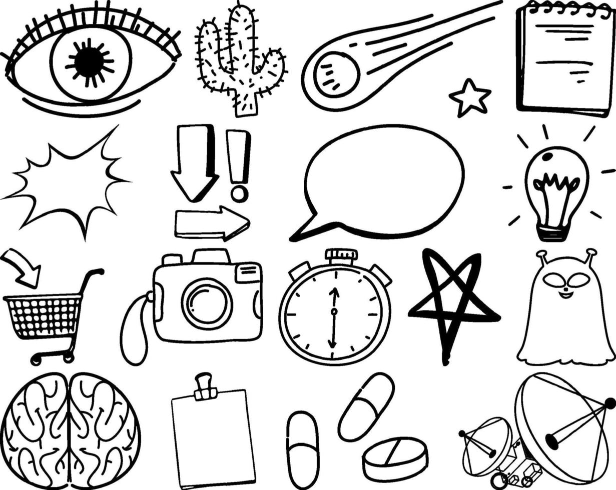 Set of item and symbol hand drawn doodle vector