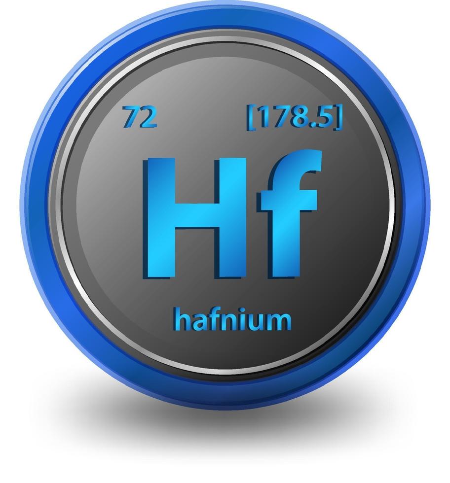 Hafnium chemical element. Chemical symbol with atomic number and atomic mass. vector