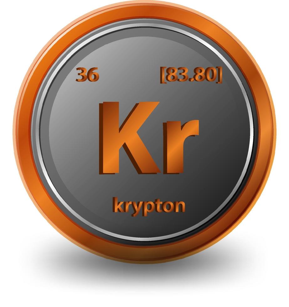 Krypton chemical element. Chemical symbol with atomic number and atomic mass. vector