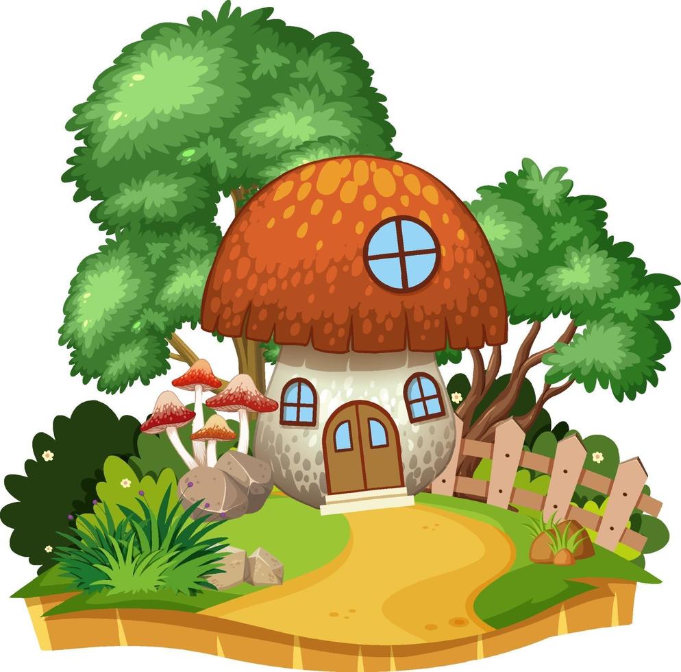 Isolated mushroom house in nature vector