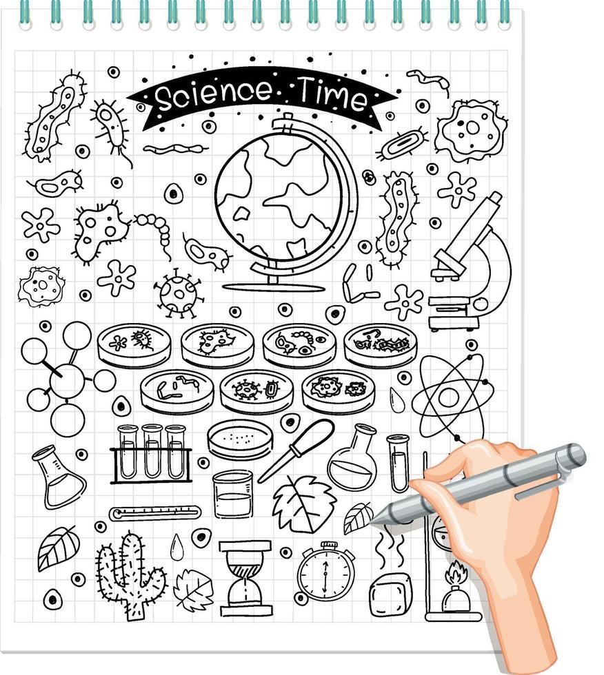 elemento de ciencia en estilo doodle o boceto aislado sobre fondo blanco vector