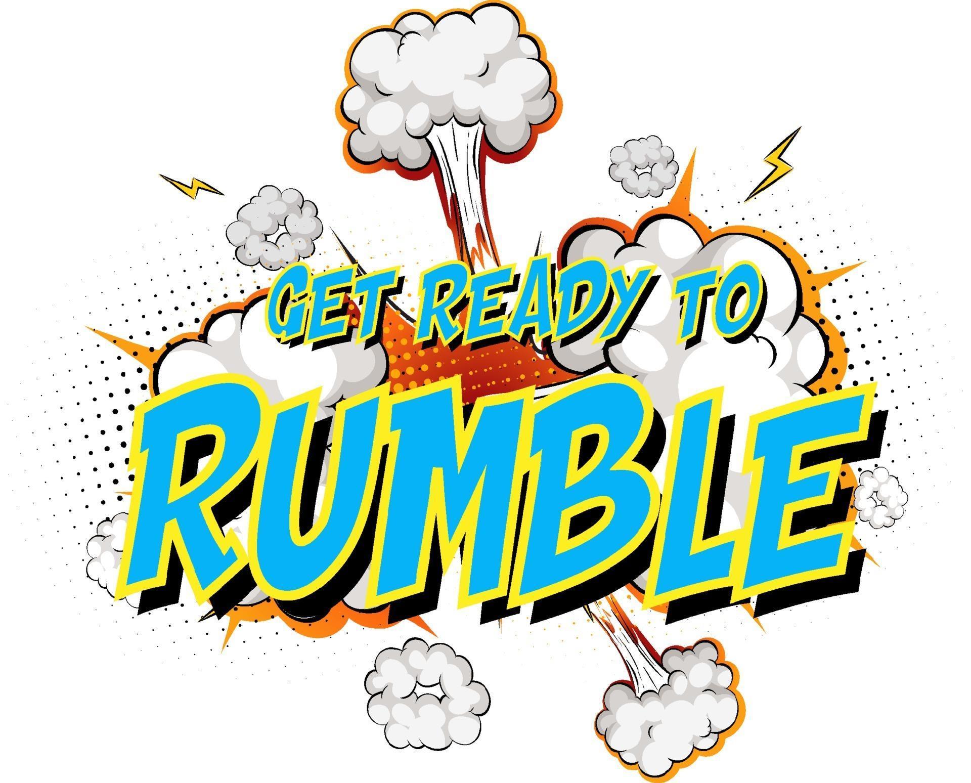 Word Get ready to rumble on comic cloud explosion background 1929418