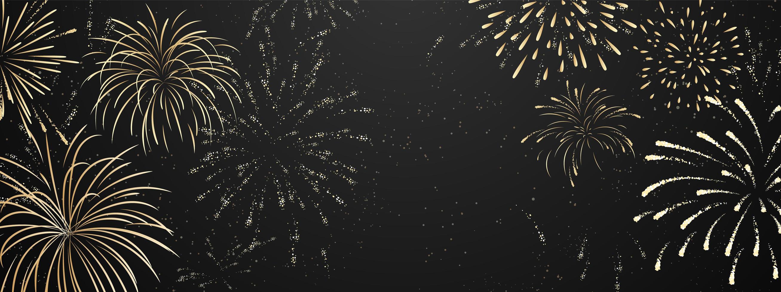 Firework and Christmas themed Celebration party Happy New Year Gold background design vector