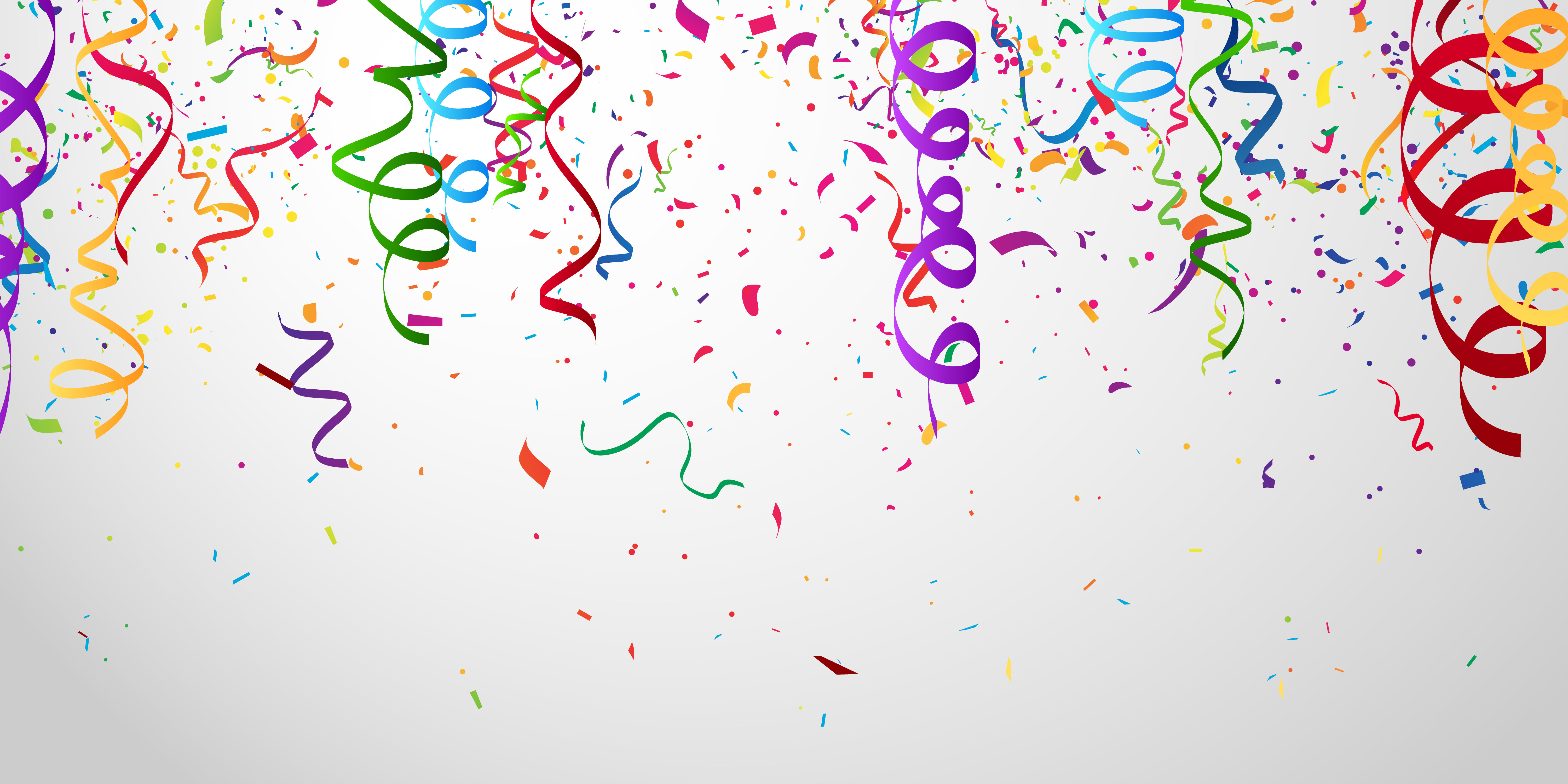 Confetti and colorful ribbons. Celebration background template 1929457