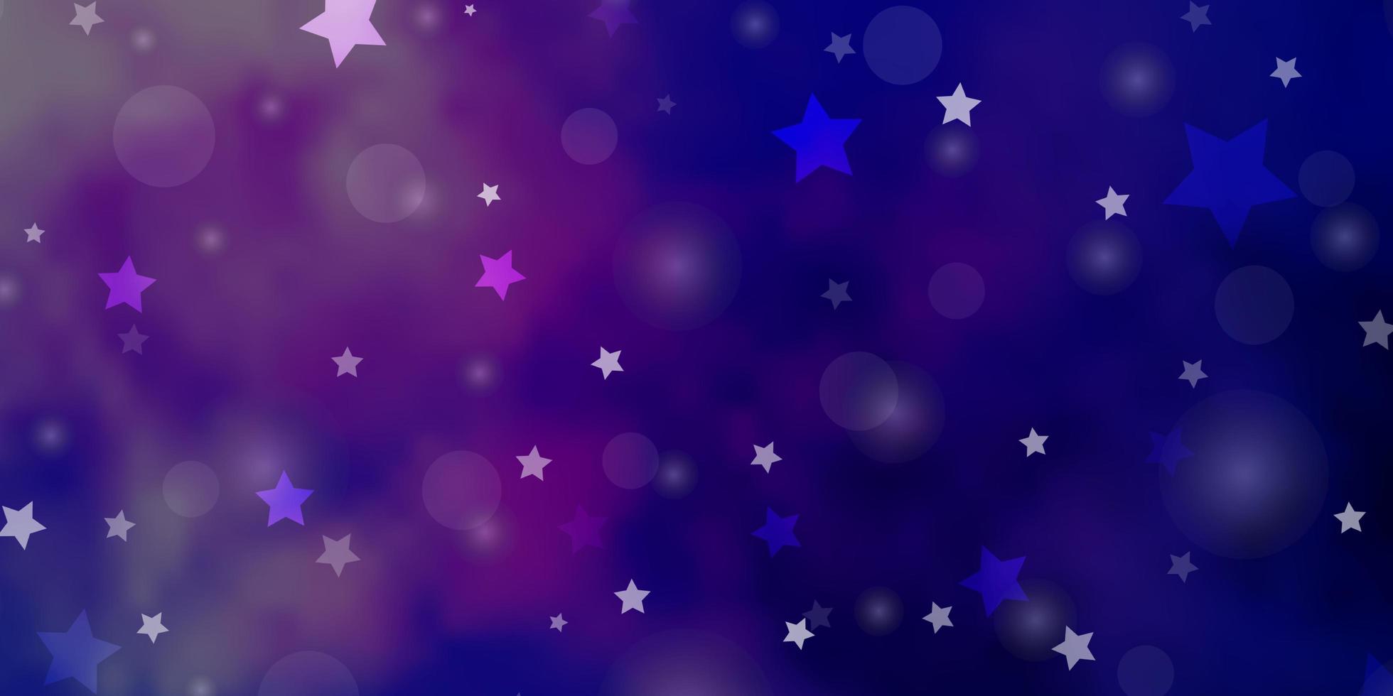 Dark Pink, Blue vector background with circles, stars.