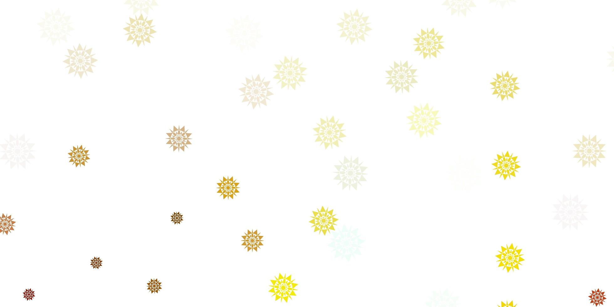 diseño de vector azul claro, amarillo con hermosos copos de nieve.