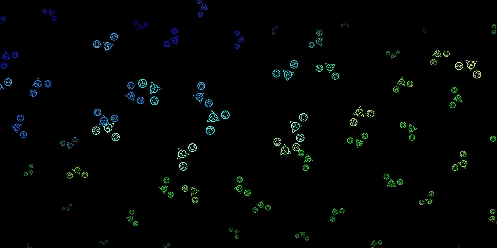 Dark Blue, Green vector template with esoteric signs.