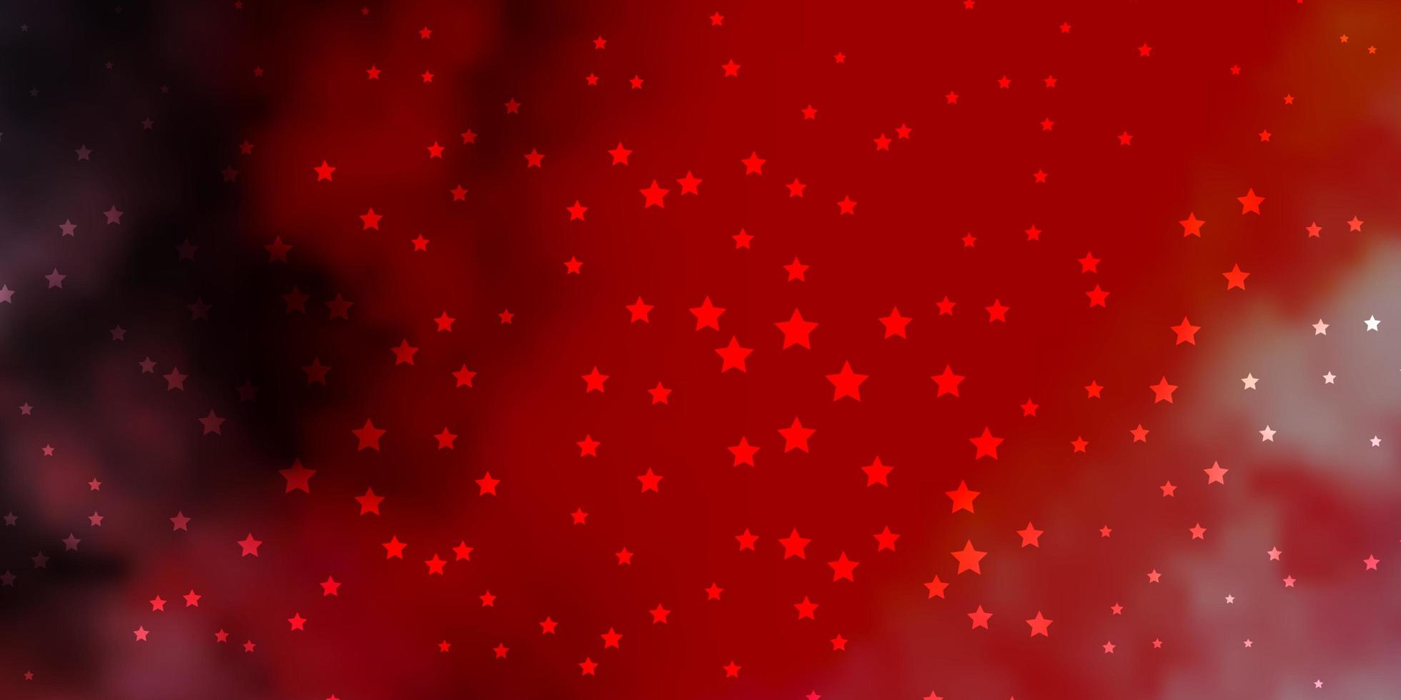 Fondo de vector naranja oscuro con estrellas pequeñas y grandes.