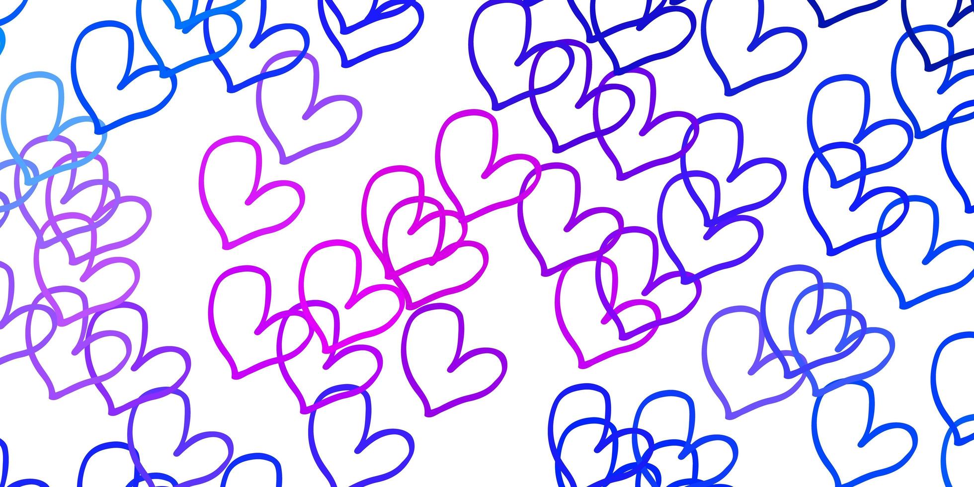Light Blue, Red vector background with Shining hearts.