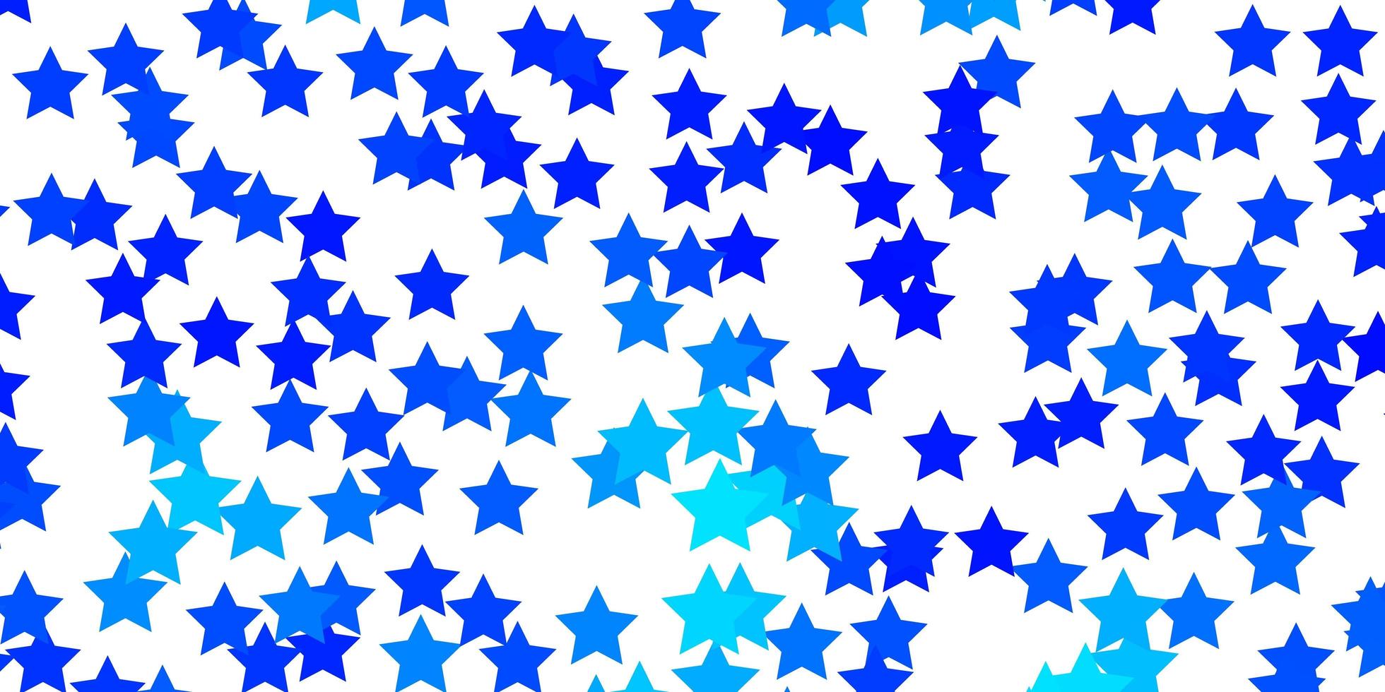 Fondo de vector azul claro con estrellas pequeñas y grandes.