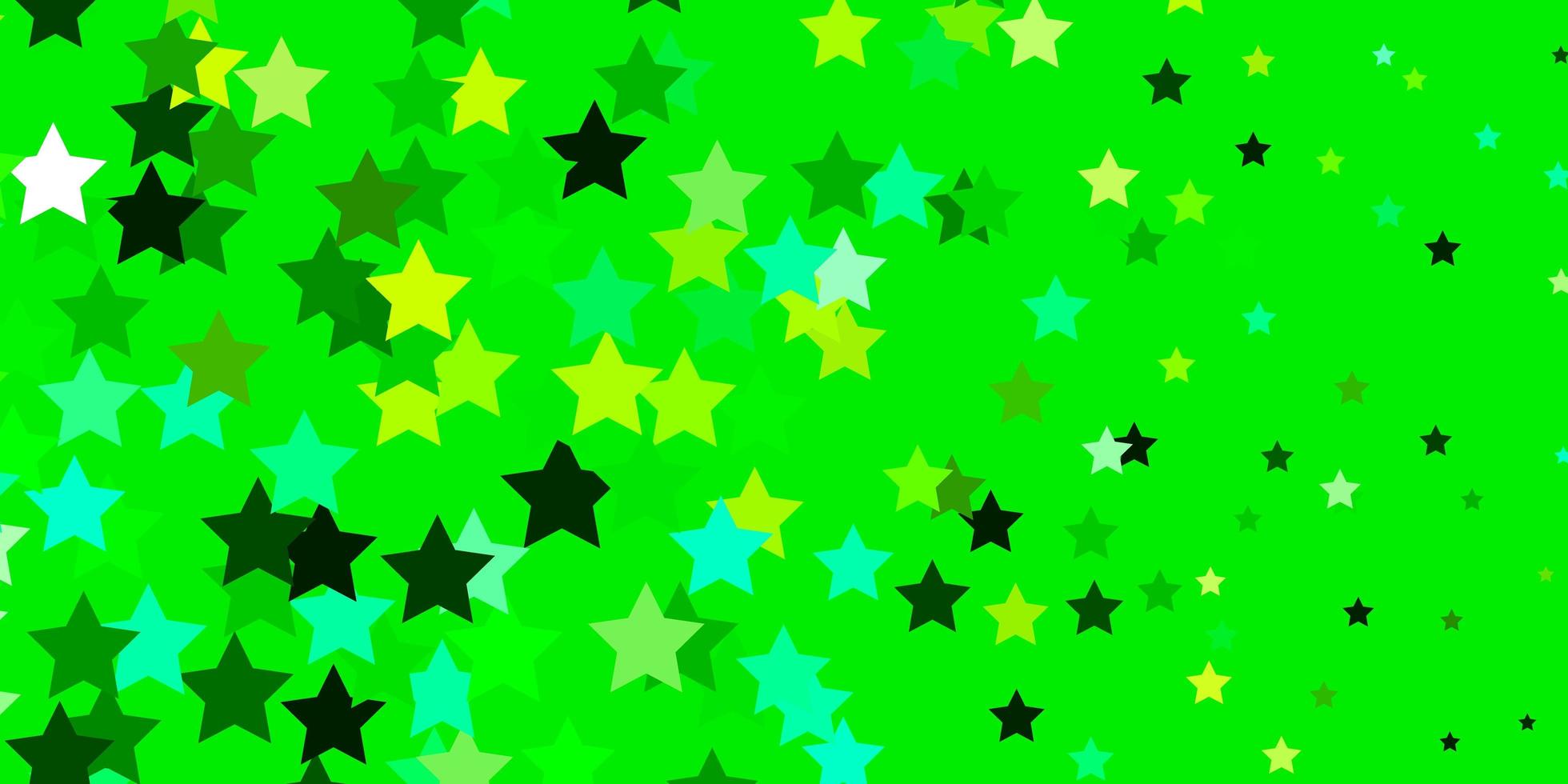 patrón de vector verde claro con estrellas abstractas.