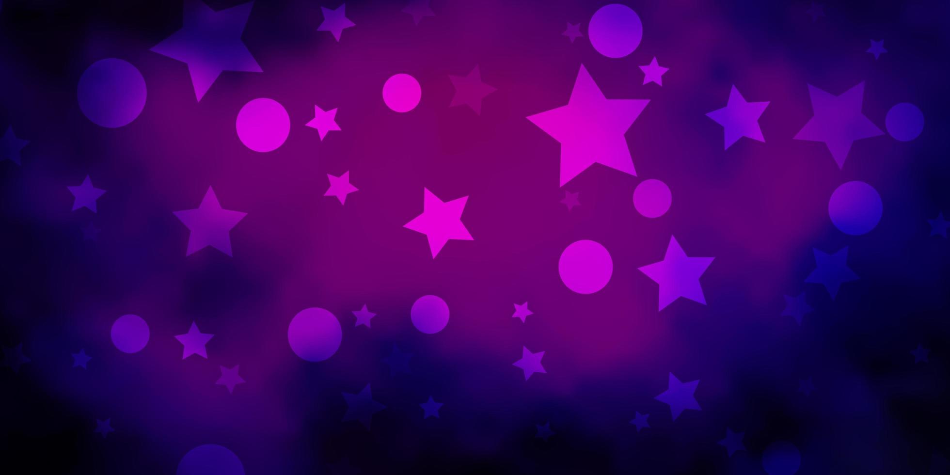 Dark Pink, Blue vector background with circles, stars.