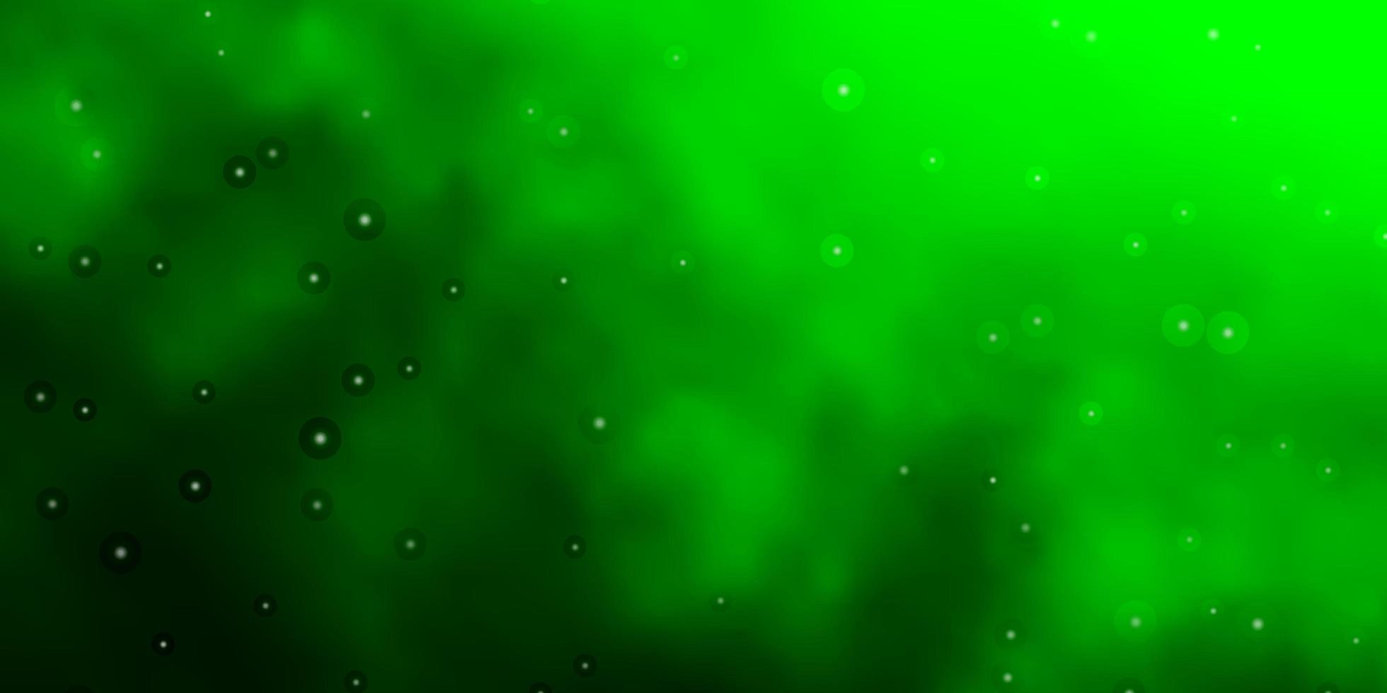 plantilla de vector verde claro con estrellas de neón.