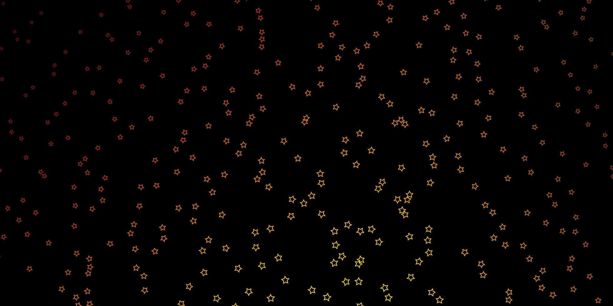 Dark Orange vector background with small and big stars.