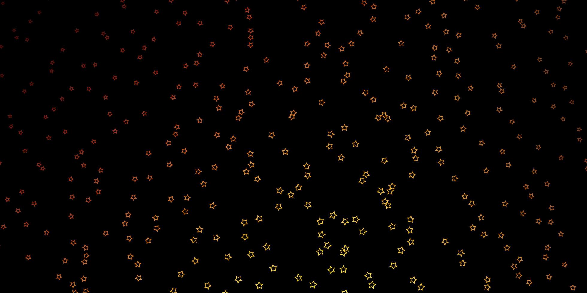 Fondo de vector naranja oscuro con estrellas pequeñas y grandes.