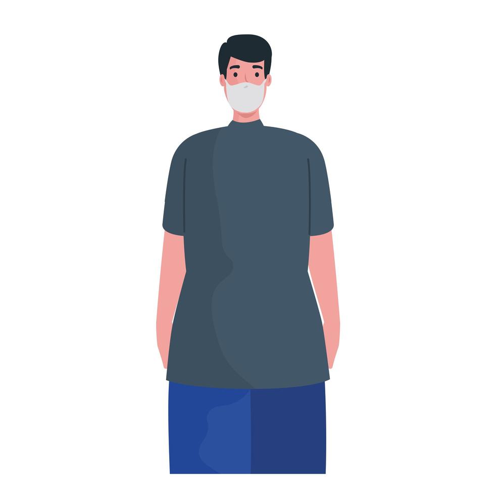 man wearing medical mask character vector