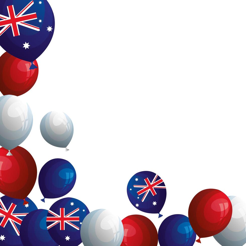 Establecer globos de helio con bandera australia vector