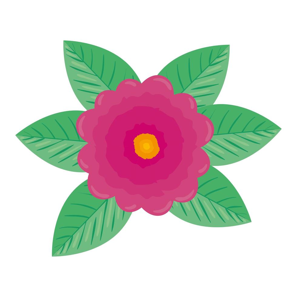 lindo icono de flores y hojas vector